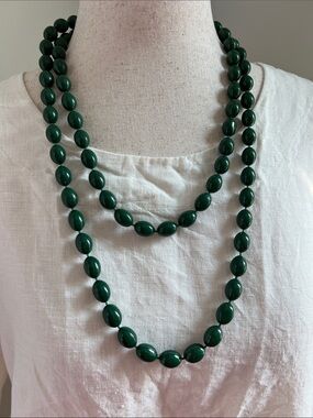 Green Beaded 25” Long Necklace or 12.5” Layered Necklace - Women’s Jewelry